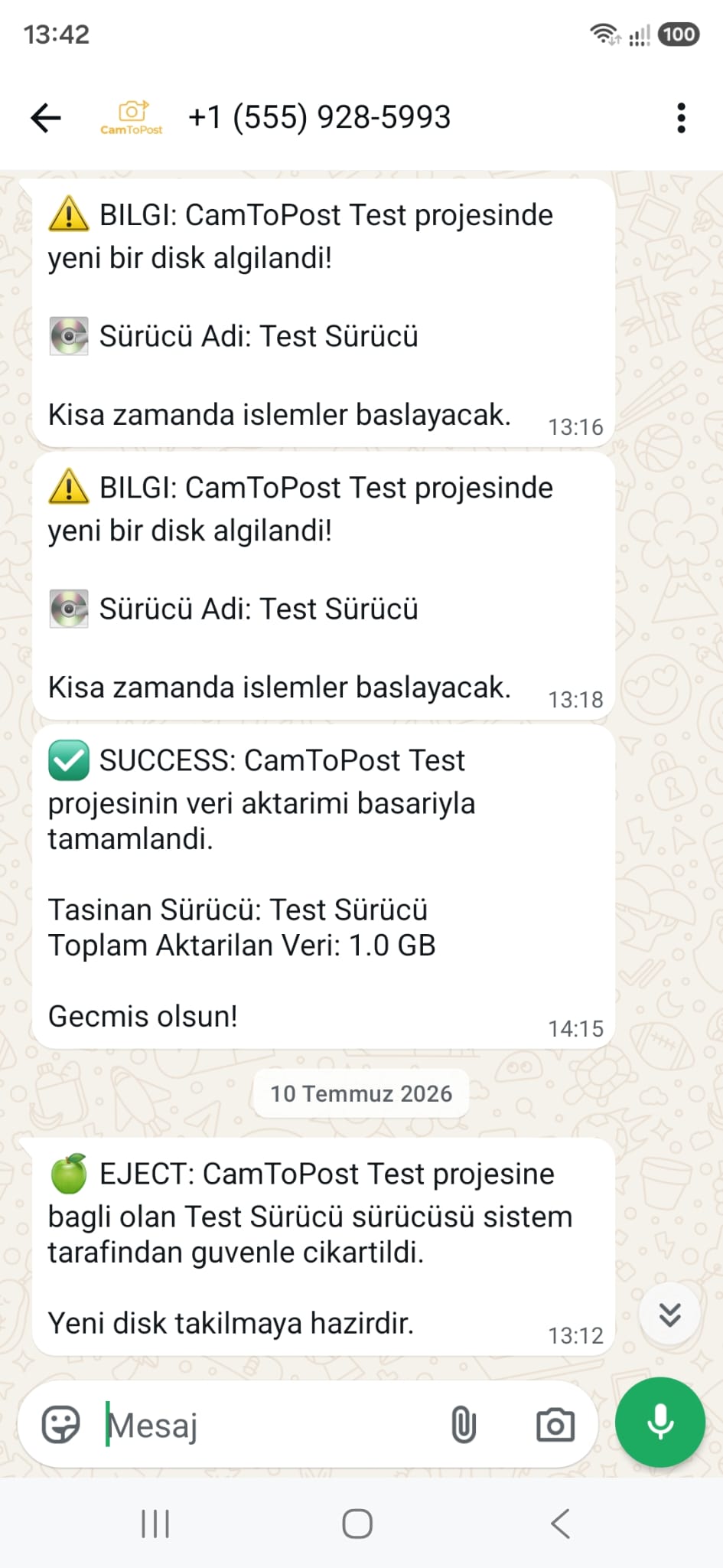 WhatsApp bildirim örnekleri